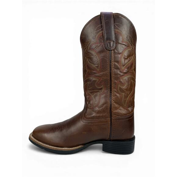 Roper Monterey Western Cowboy Boots Mens 7 D Brown Leather Square Toe Pull‎ On main image 11